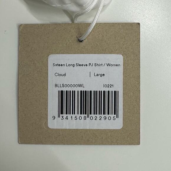 NWT | Ettitude | Sateen Long Sleeve PJ Shirt | Cloud | Large - Picture 8 of 16